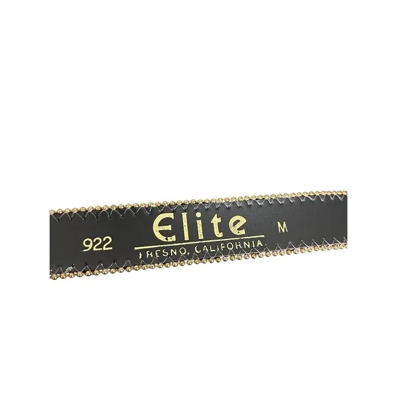 Vintage Elite Women's Black Velvet‎ Scroll Belt Gold Buckle Size M Sparkle
80s - Picture 4 of 8